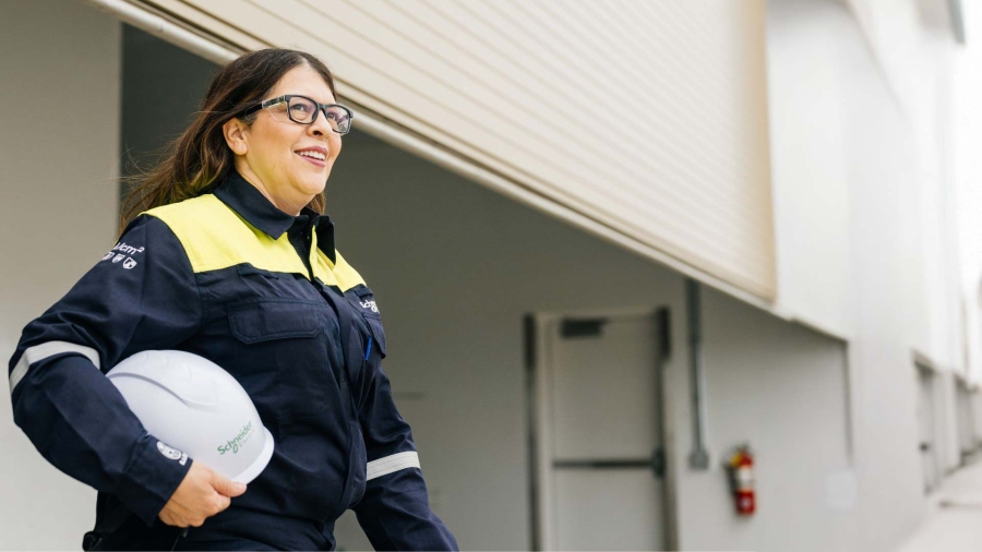 A person wearing a hard hat