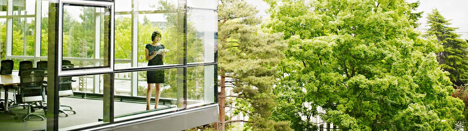 A person standing on a balcony