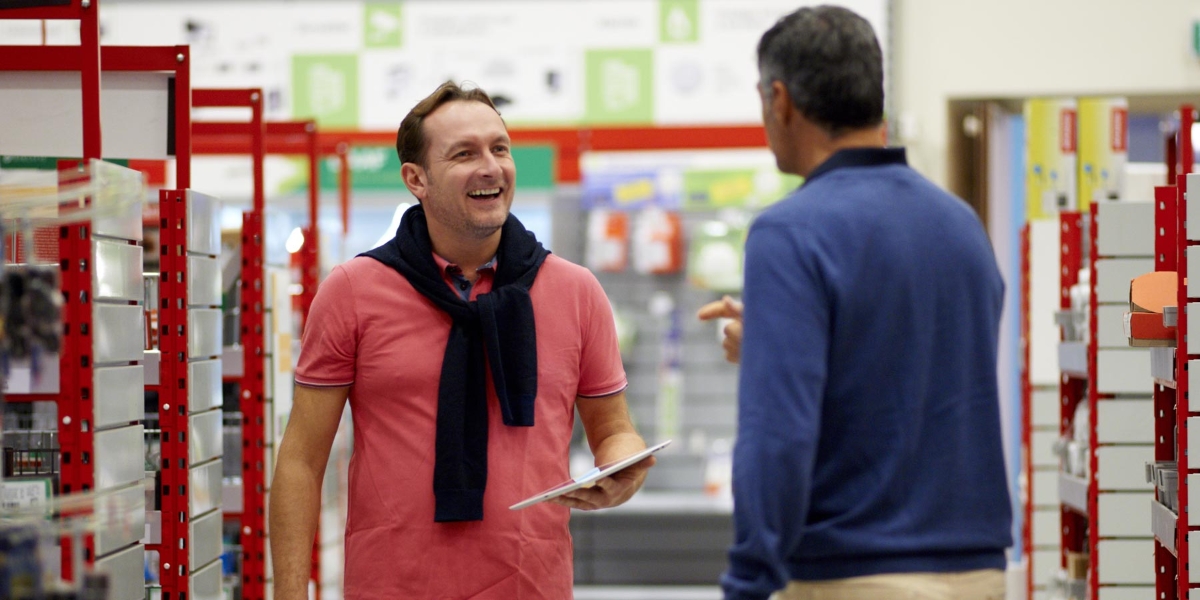 Two employees communicating  