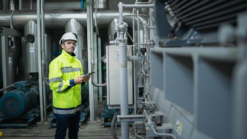 A person in a safety jacket