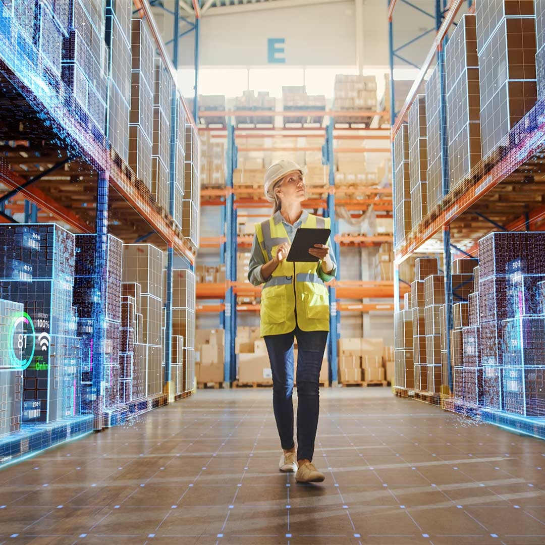 A person in a warehouse