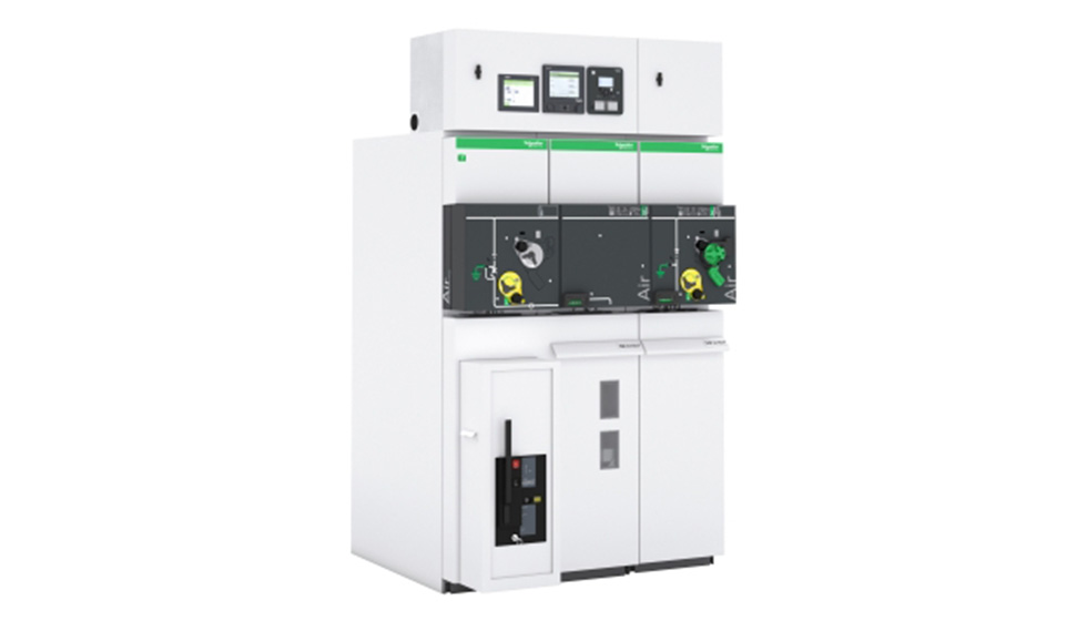 A white machine with green and black parts