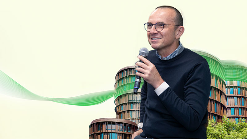 A person holding a microphone