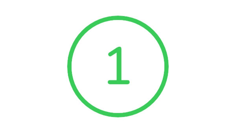  Number one in green with white background