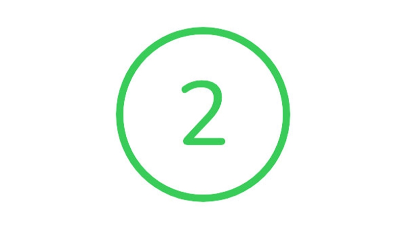 Number two in green with white background
