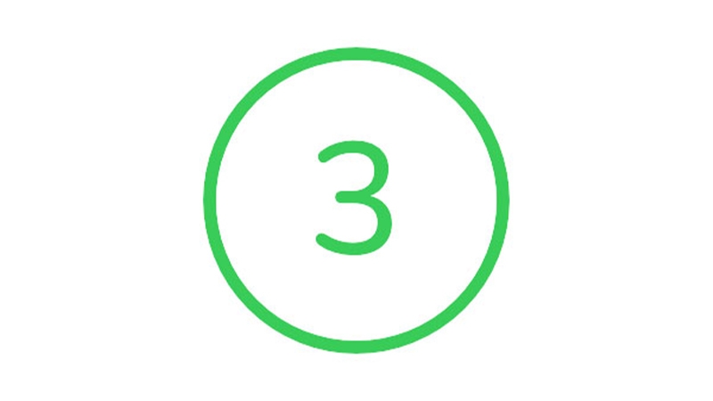 Number three in green with white background