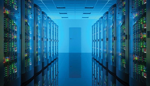 A room with rows of servers