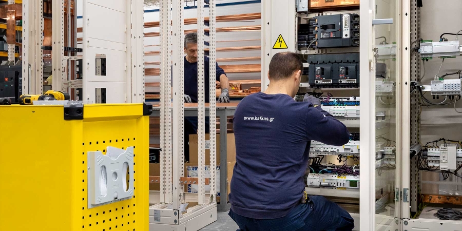 electric technician operating lab electric box