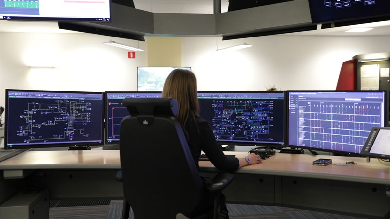 woman in data center