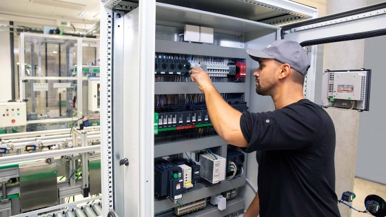 Man checking a control panel