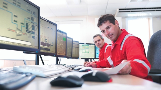 Employees at a control room