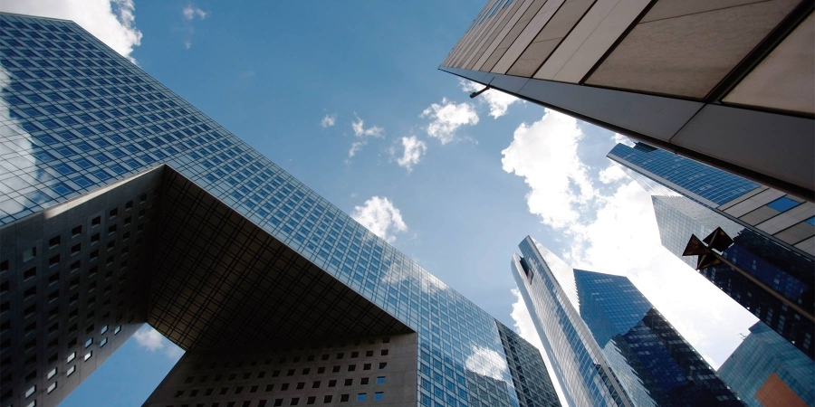 skyscrapers building in bright sky