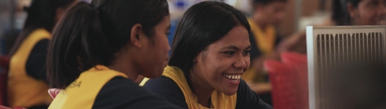 A close-up of a person smiling