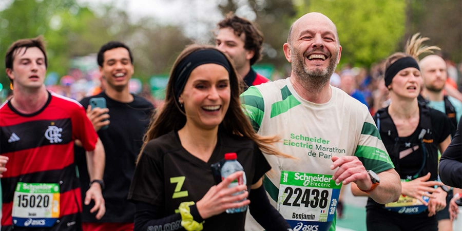 A group of people running