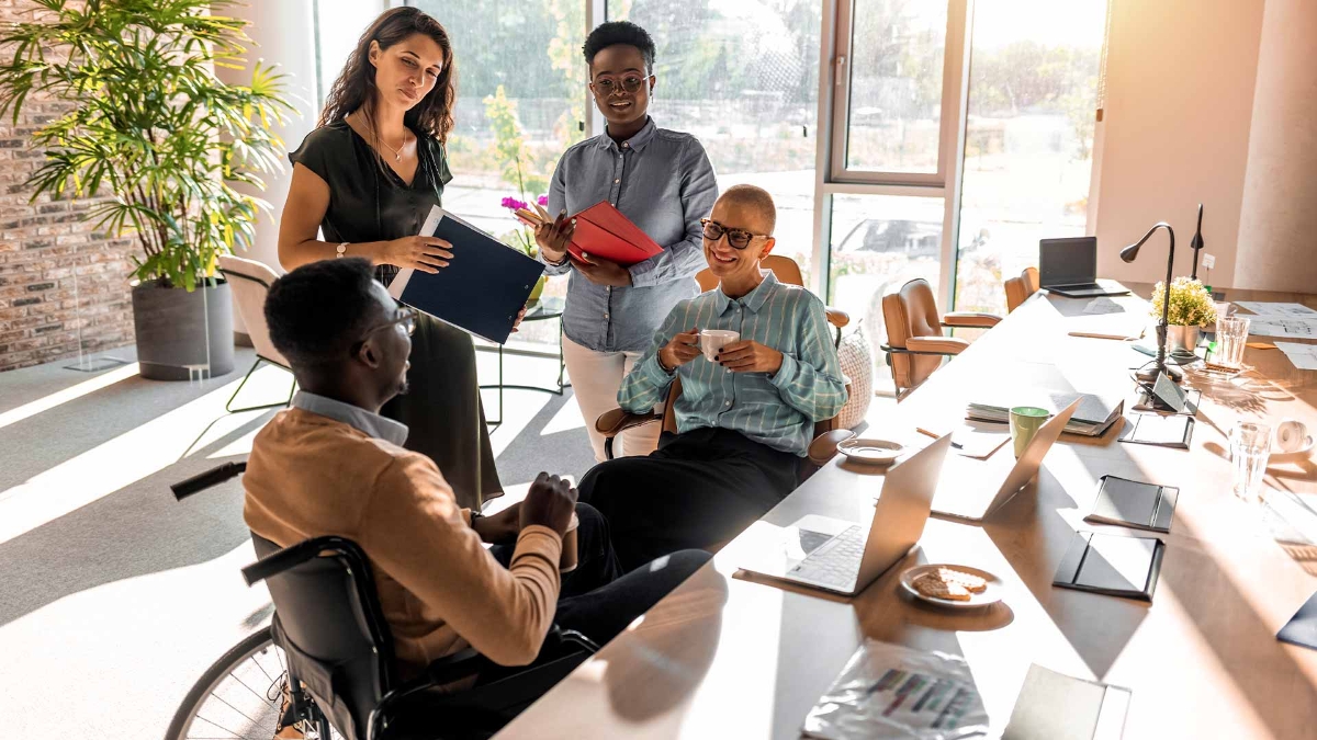 A group of people in a room
