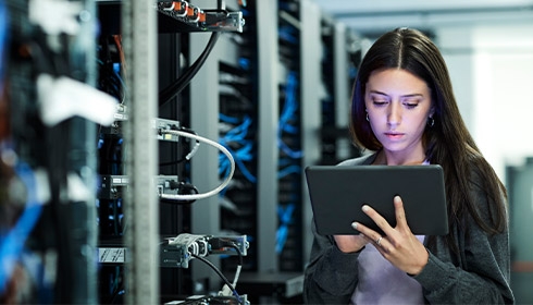 A person holding a tablet