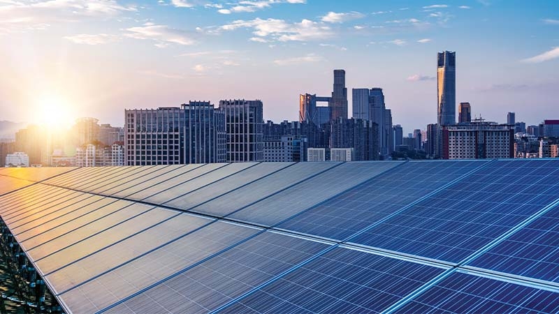 A solar panels in a city