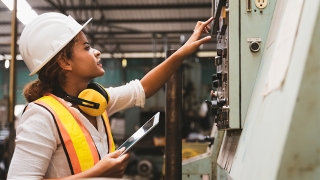 maintenance engineers inspect relay protection system for shore power connection 
