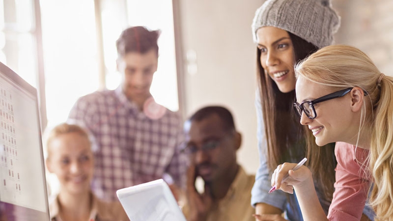Team Members working in office