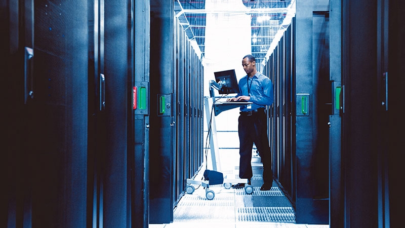 engineer in server room