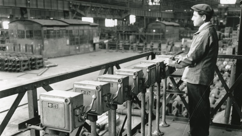 Man operating machine