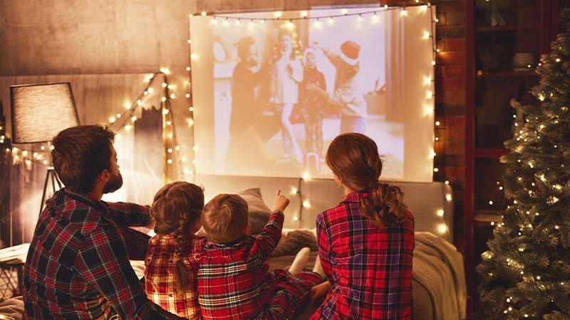 A group of children watching a movie