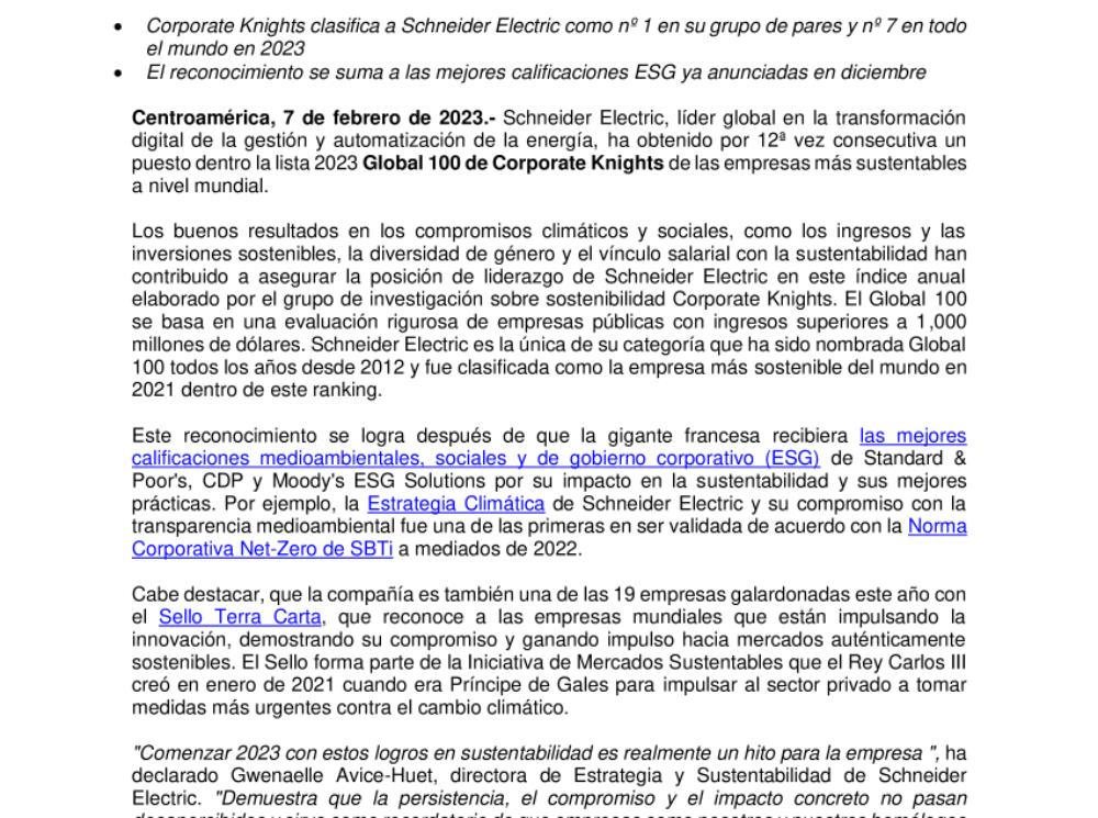 Schneider Electric, entre las 100 empresas más sustentables del mundo por doceavo año consecutivo.pdf