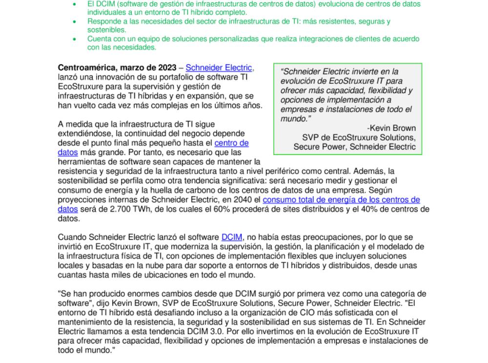 EcoStruxure IT moderniza la supervisión y gestión de infraestructuras híbridas y complejas