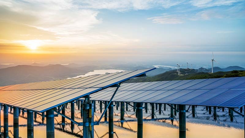 Solar panels on a building