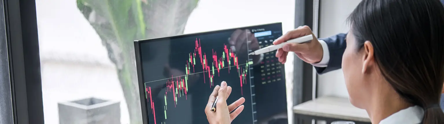 Business team investment working with computer