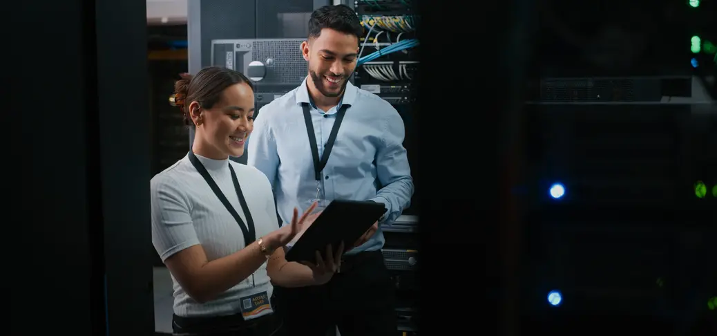 People looking at a tablet
