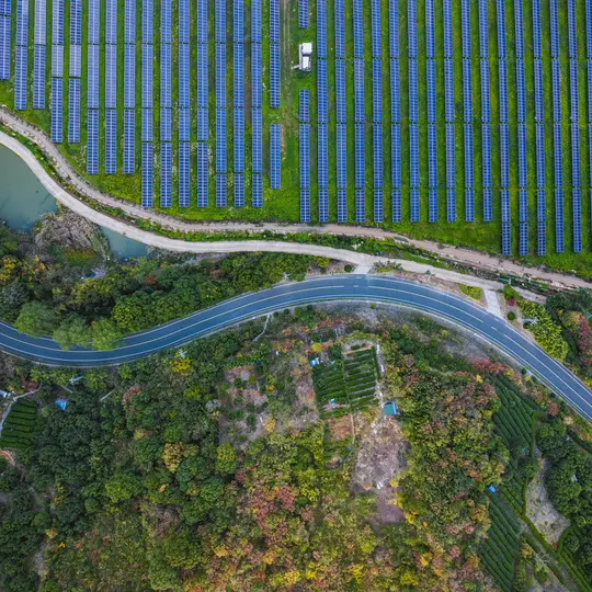 A field with solar panels