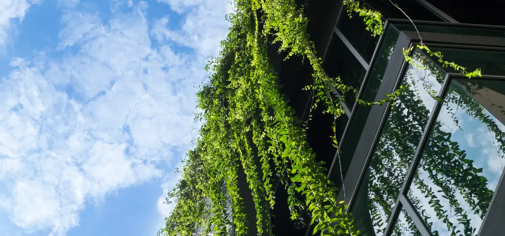 building with green plans