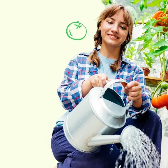 woman watering plants 
