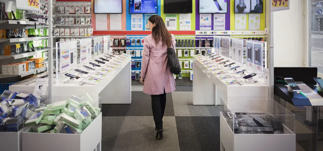 A person looking through a store