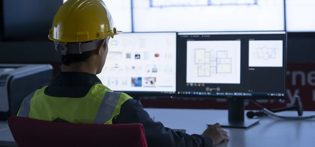 Industrial worker, likely a technician or engineer, performing a comprehensive battery health check on a high-capacity electric vehicle EV battery using specialised tools 