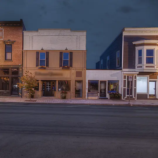 houses in the evening