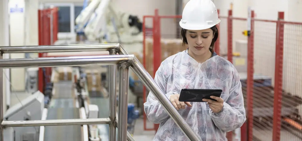a women standing in a factory