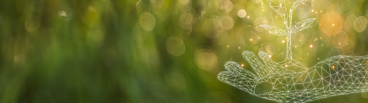 Polygon mesh hand in nature