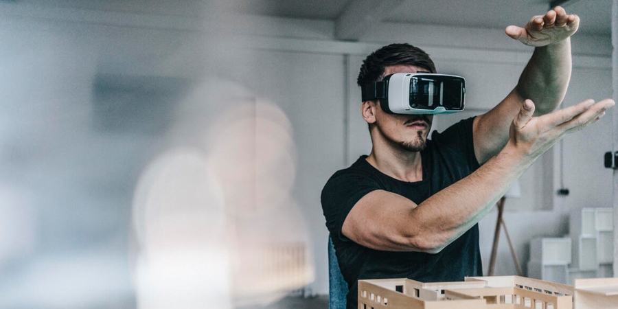 man using virtual reality glasses