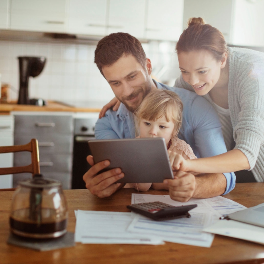 A Family watching something in Tab