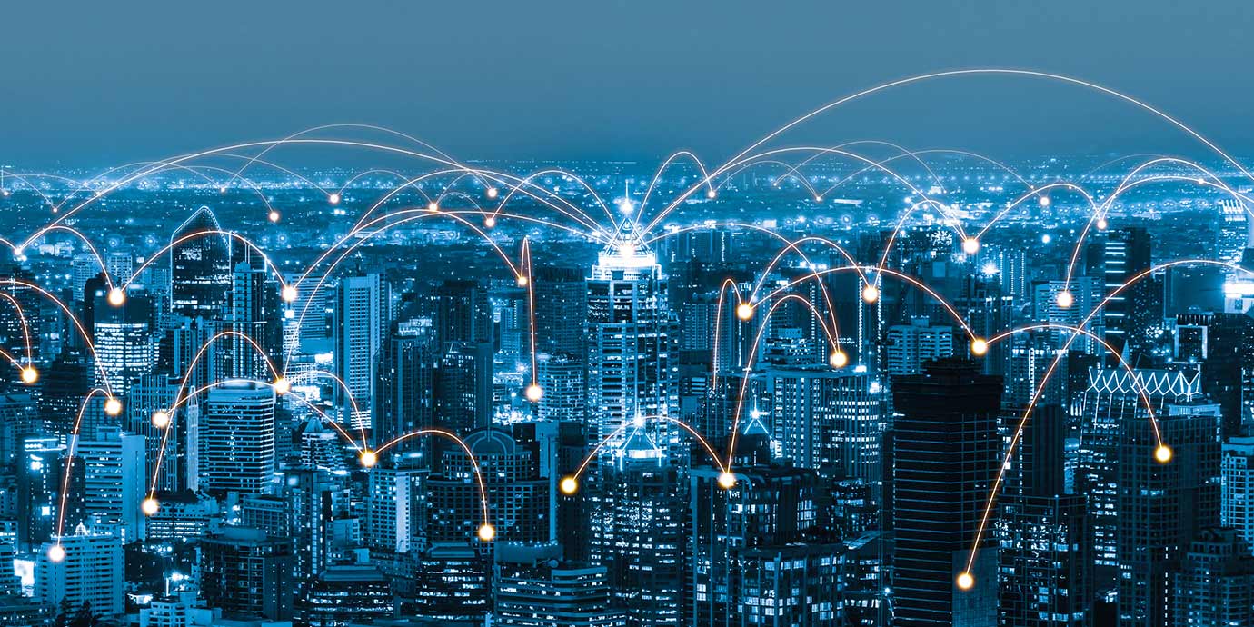Graphic showing digital connections of a city