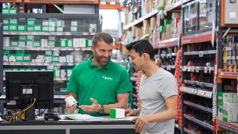 customer is purchasing schneider electric products in retail