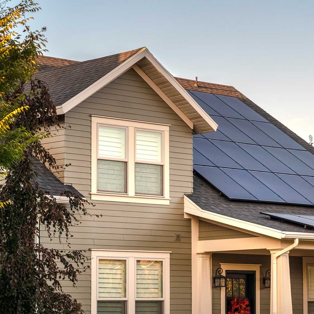 A house with solar panels on the roof