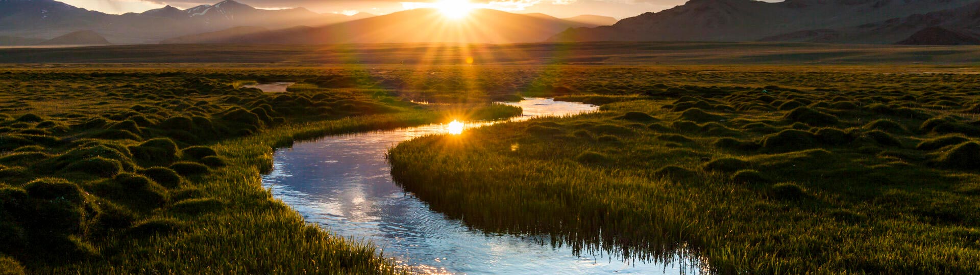 Mountain River at sunset