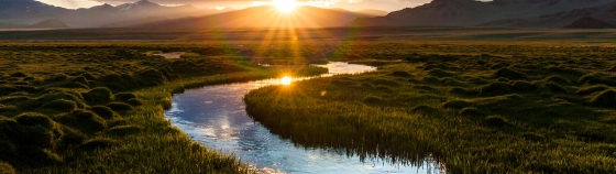 Mountain River at sunset