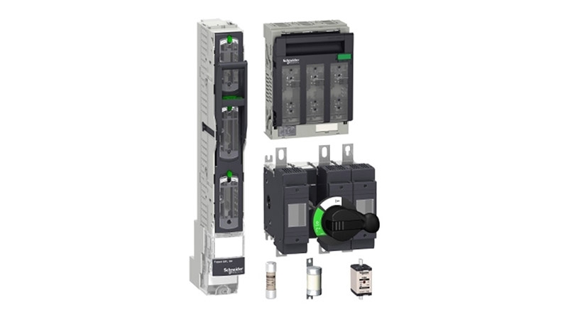 A close-up of several electrical components