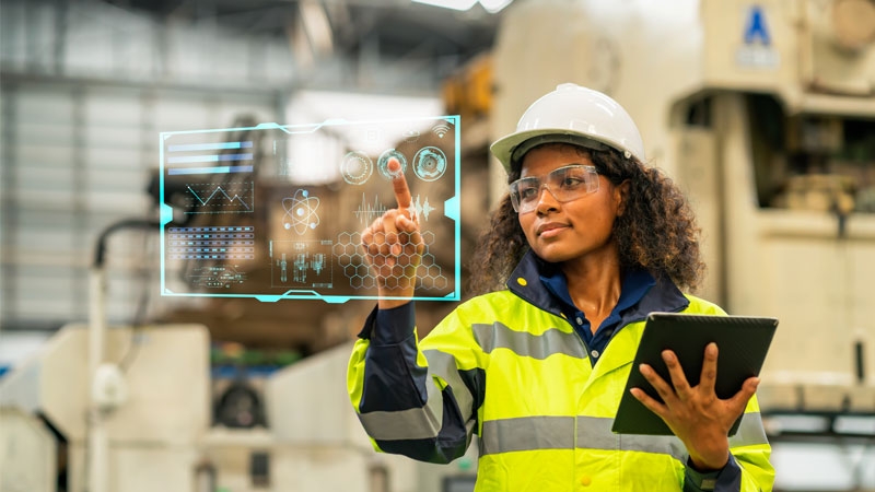 Woman working on digital screen