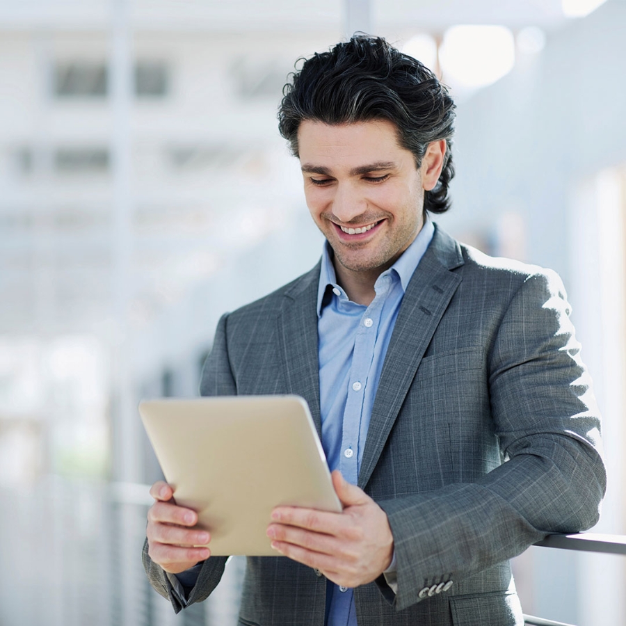 Man looking at the tablet