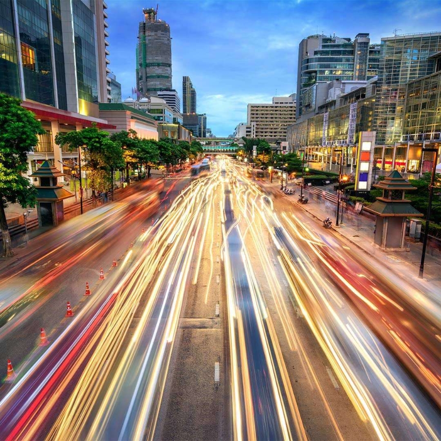 long exposure of moving traffic